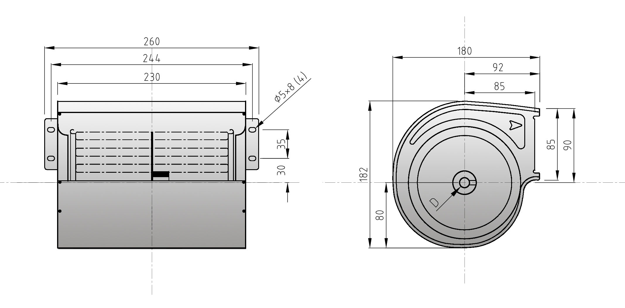 ابعاد بلوور فن کویل و داکت اسپلیت مدل F1320 شرکت گشتاور