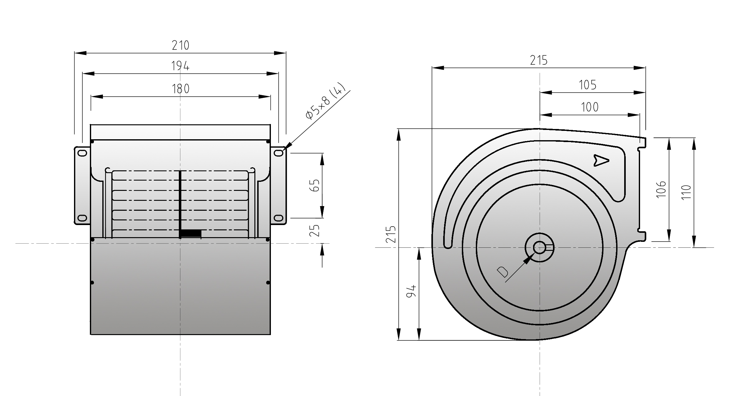 ابعاد بلوور فن کویل و داکت اسپلیت مدل F1515 شرکت گشتاور