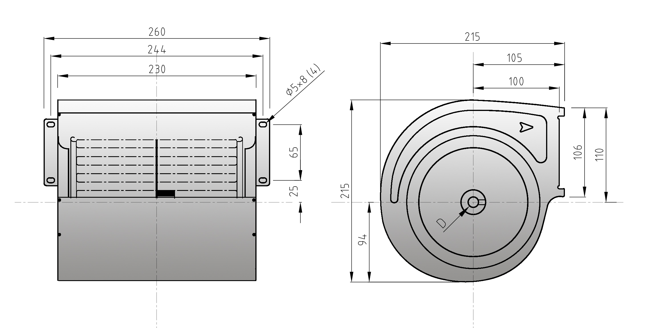 ابعاد بلوورفن کویل و داکت اسپلیت مدل F1520 شرکت گشتاور