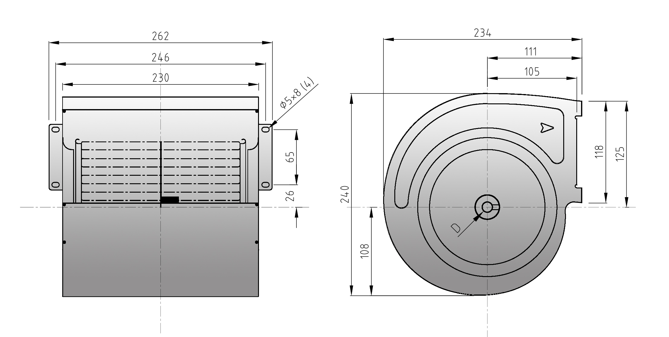 ابعاد بلوور فن کویل و داکت اسپلیت مدل F1620 شرکت گشتاور